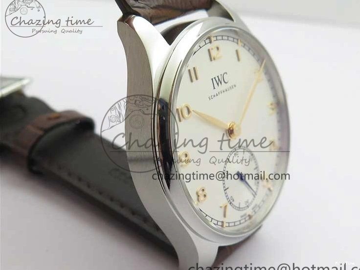 MIROTIME 0408 Original Portuguese IW358304 ZF 1:1 Best Edition SS White Dial RG Markers on Leather Strap A 7077